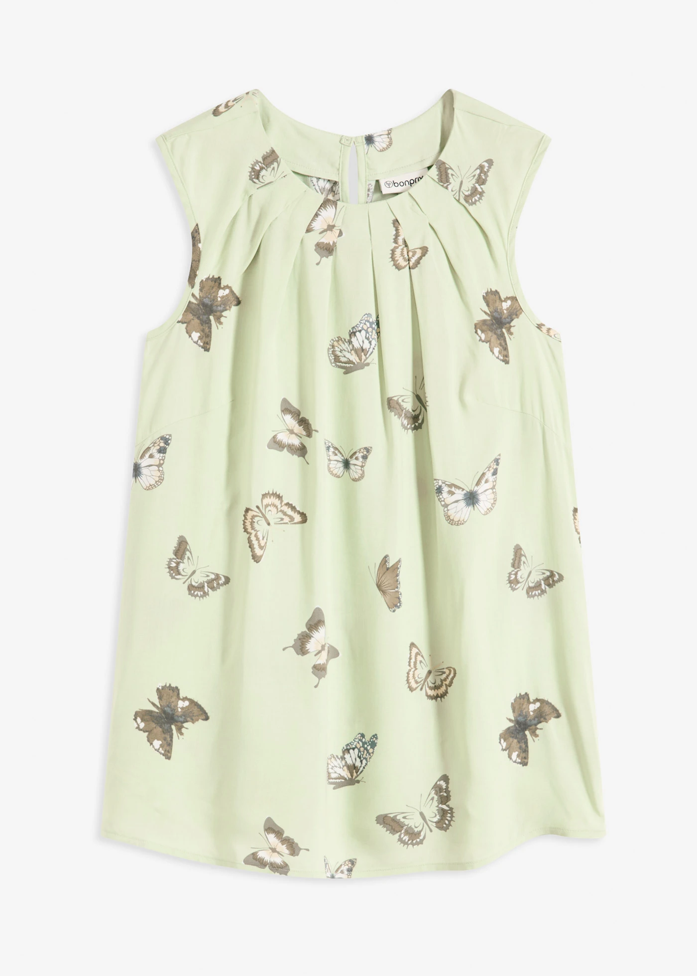 Top-bluză din viscoză fluidă • verde-salvie soft cu imprimeu • magazin bonprix