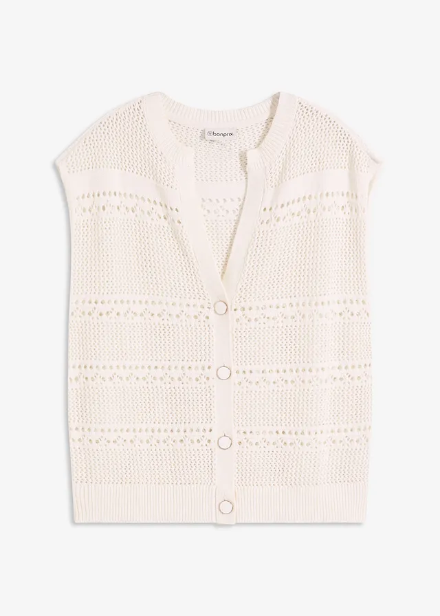 Jachetă din tricot cu model ajurat cu mânecă scurtă