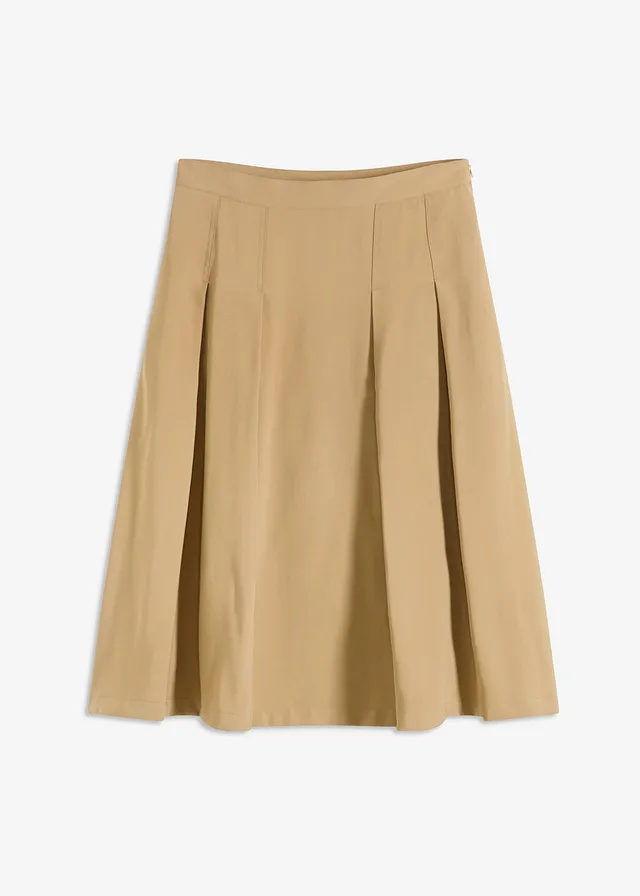 Skládaná sukně z měkké viskózové směsi • khaki hnědá • bonprix obchod