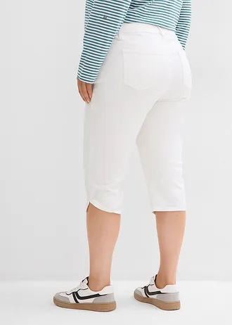 Pantalon corsaire à taille élastiquée, Couleur: blanc