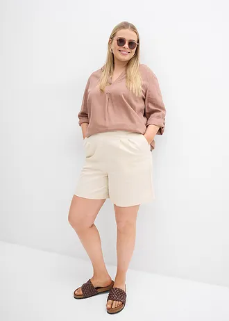 Bermudy z czystej bawełny, kolor: szarobeżowy