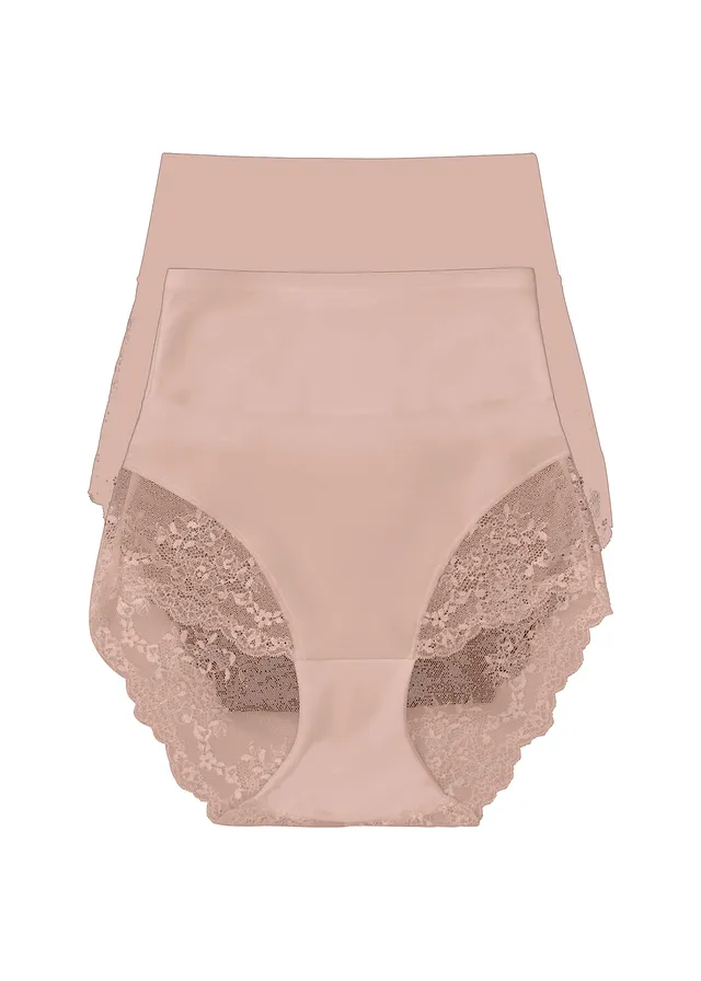 Corrigerende lasercut panty (set van 2), medium corrigerend, Kleur: 2x mat beige