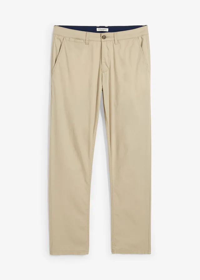 Pantalon chino extensible regular, coupe droite, Couleur: kaki fumé