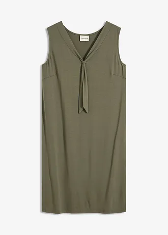 Robe en jersey à col lavallière, Couleur: olive foncé