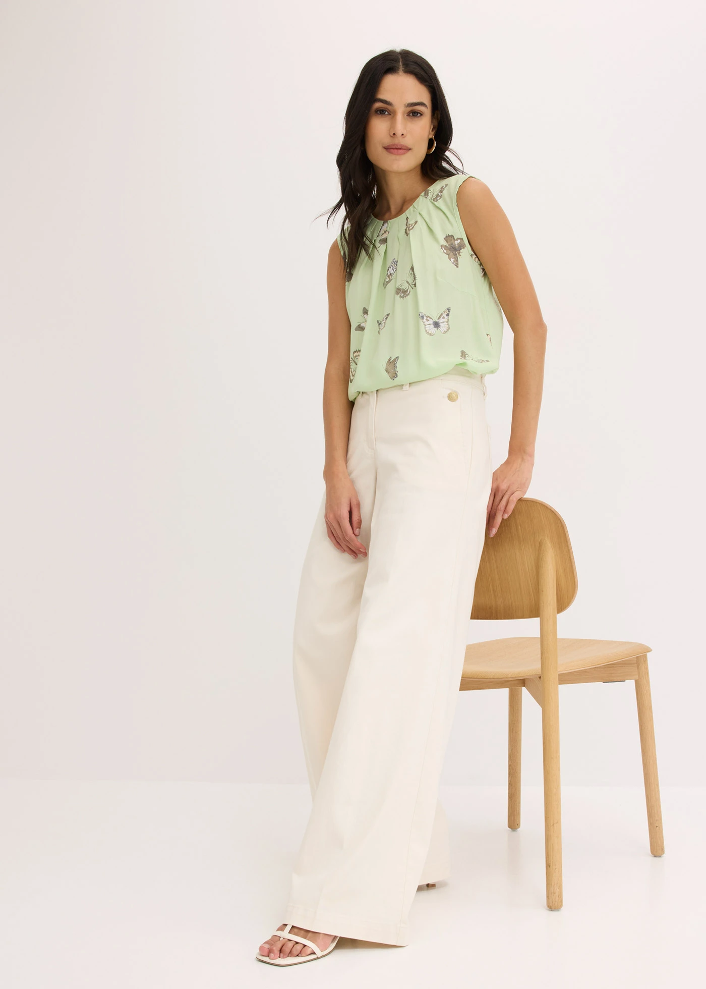 Blouse sans manches en viscose fluide • sauge clair imprimé • Boutique bonprix