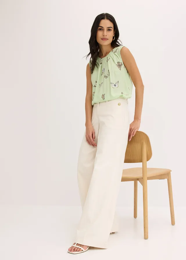 Blouse sans manches en viscose fluide • sauge clair imprimé • product-page.page-title-suffix