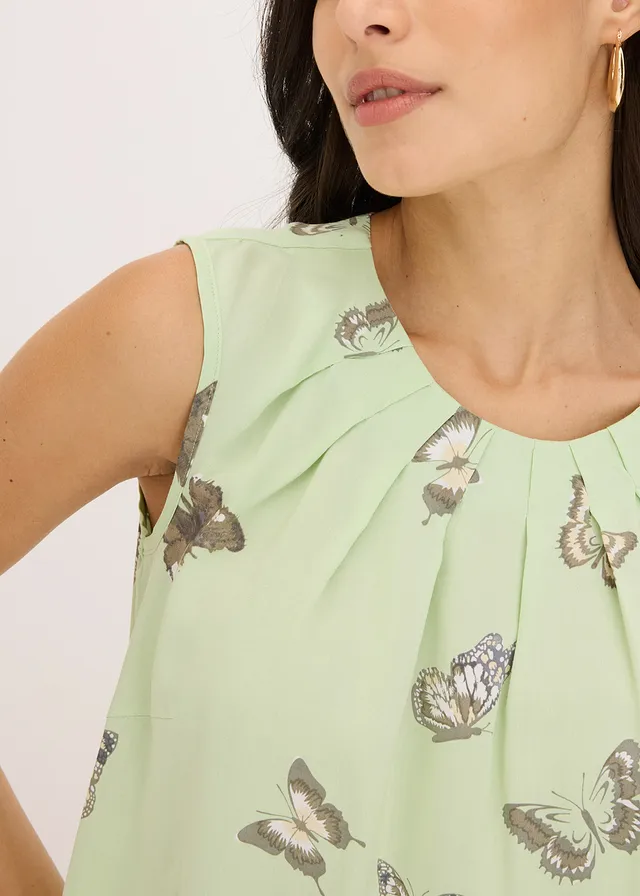 Blouse sans manches en viscose fluide • sauge clair imprimé • product-page.page-title-suffix