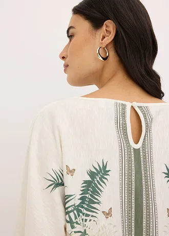 Bluză tricot-tunică cu imprimeu • alb-crem cu imprimeu • magazin bonprix