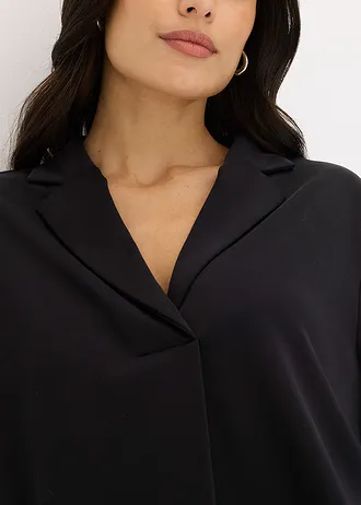 Bluză gen tunică din material piqué fluid cu viscoză • negru • magazin bonprix