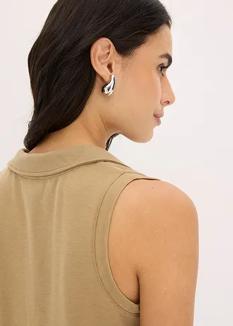 Viscose piqué polotop • kakibruin • bonprix online shop