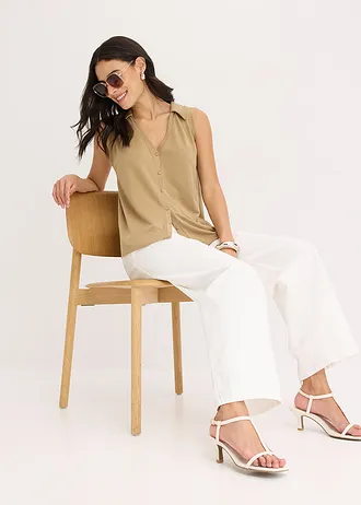 Viscose piqué polotop • kakibruin • bonprix online shop