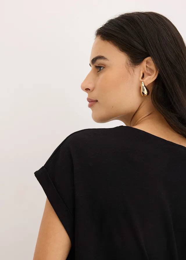 Katoenen shirt met studsapplicatie • zwart met print • product-page.page-title-suffix