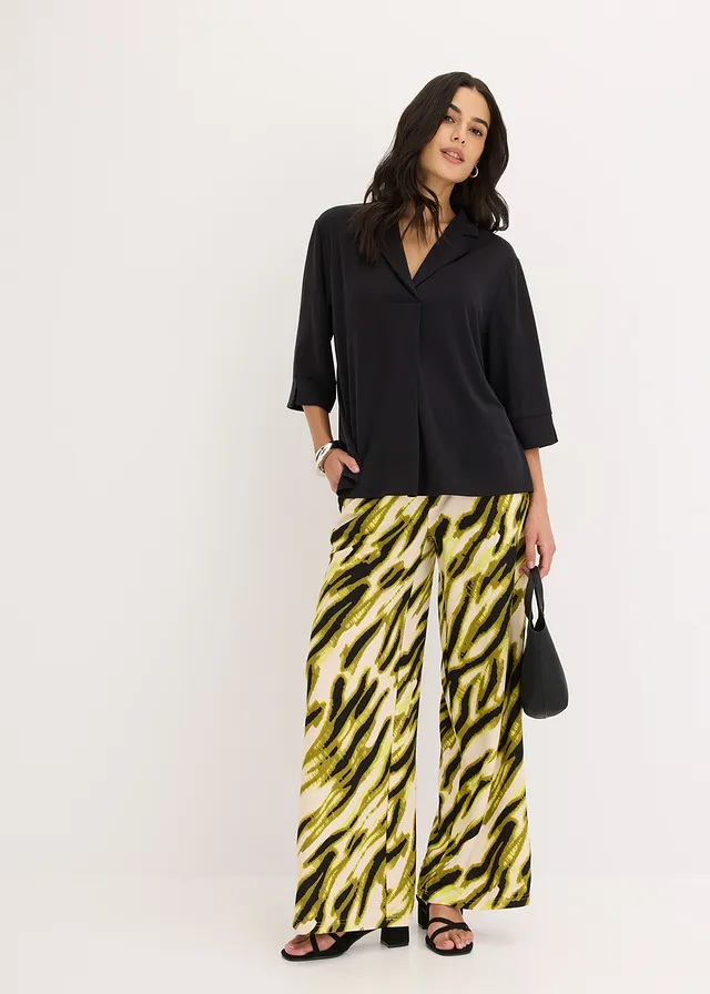 Shirttuniek van soepele viscose piqué, Kleur: zwart