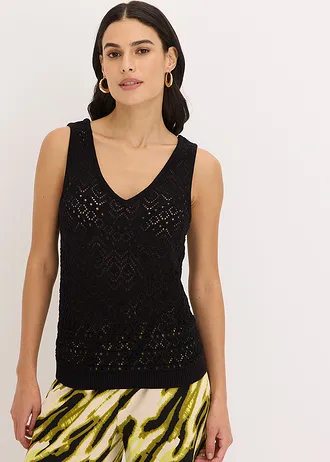 Ajour top • zwart • bonprix online shop