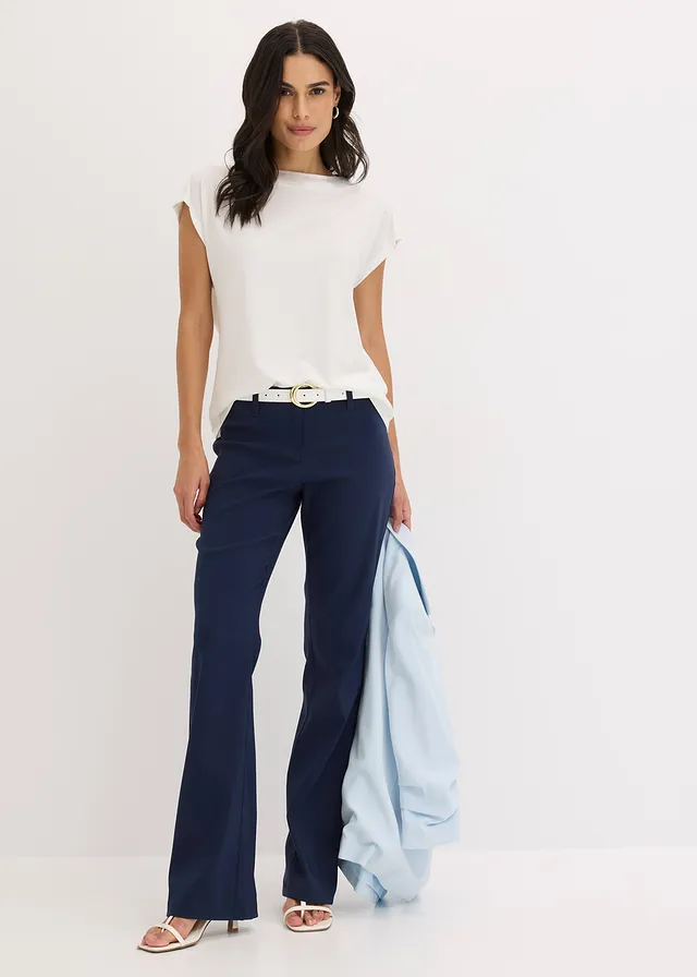 Stretch broek, bootcut, Kleur: donkerblauw