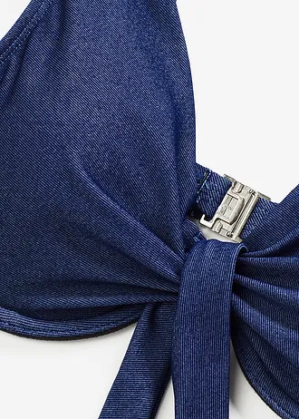 Bikiny s kosticemi, horní díl, džínový vzhled • tmavě modrý denim • bonprix obchod