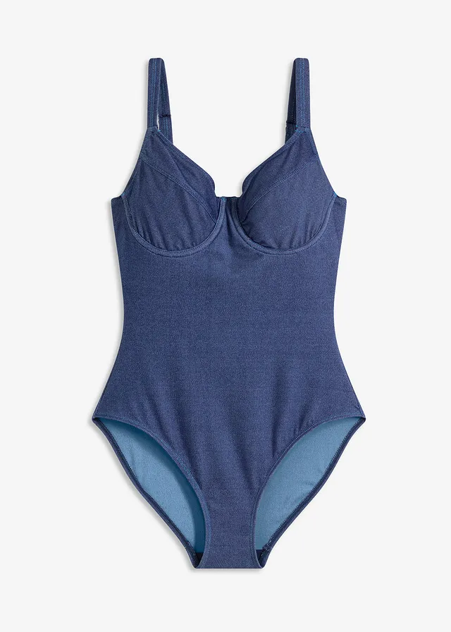 Costum de baie cu armătură, cu aspect de jeans