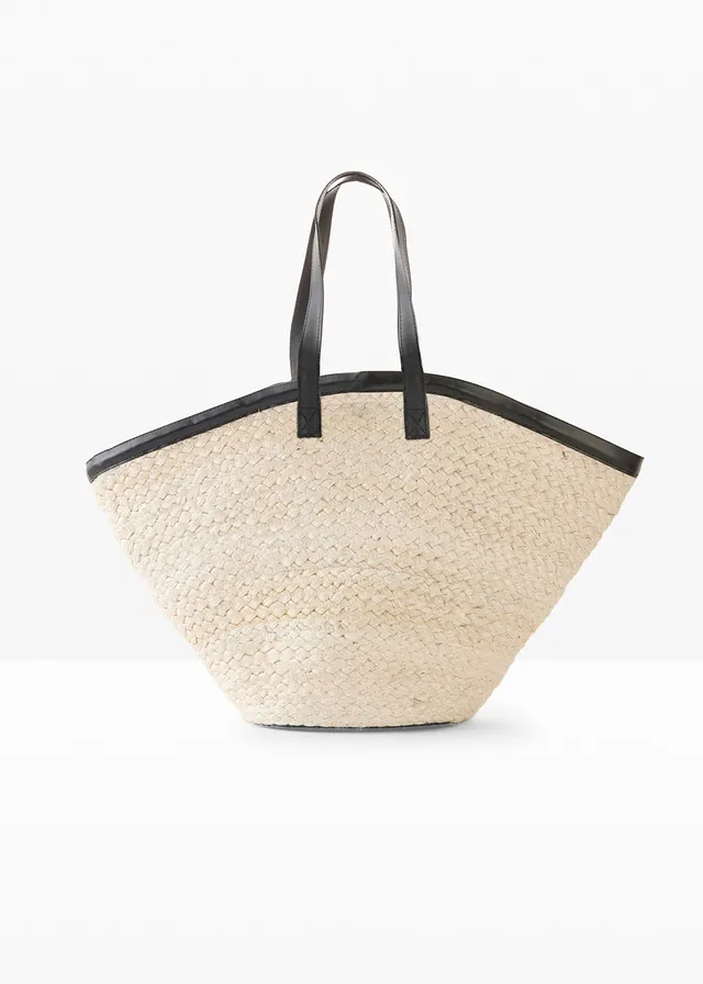 Velká slaměná kabelka • přírodní-černá • bonprix obchod