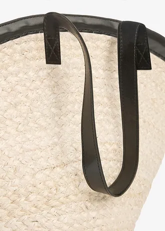 Velká slaměná kabelka • přírodní-černá • bonprix obchod