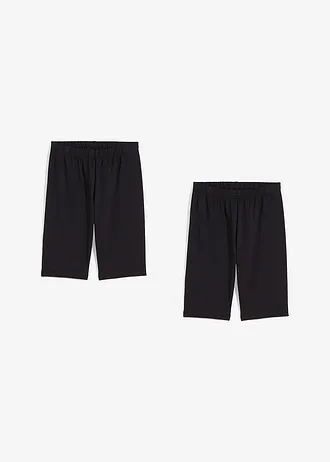 Krátké legíny z elastické směsi s organickou bavlnou (2 ks v balení) • černá + černá • bonprix obchod