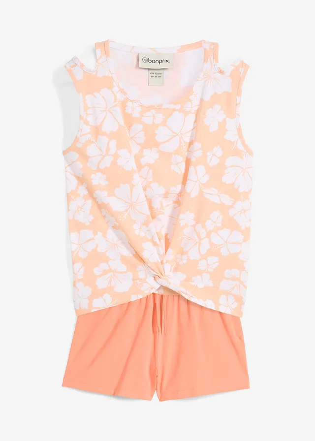 Top și pantaloni scurți din amestec de bumbac organic (set/2 piese)