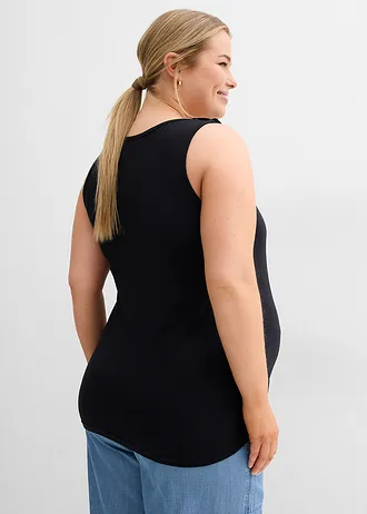 Lot de 2 tops de grossesse et d’allaitement en coton, Couleur: noir + noir