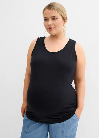 Lot de 2 tops de grossesse et d’allaitement en coton, Couleur: noir + noir