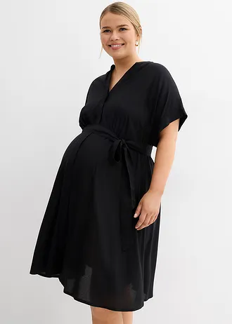2-in-1 zwangerschapsblousejurk voor de zwangerschap en daarna, Kleur: zwart