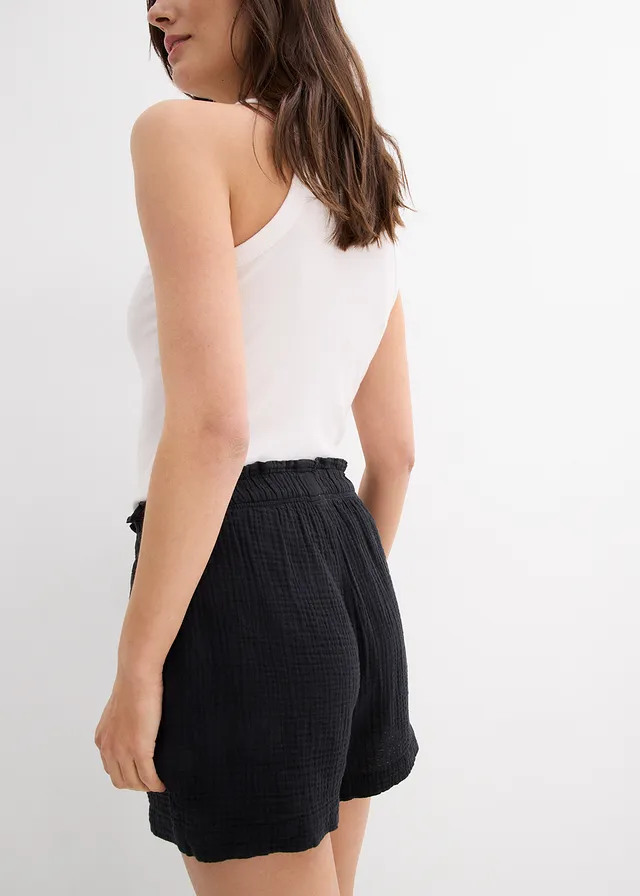 Mousseline short van katoen • zwart • product-page.page-title-suffix