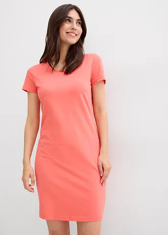 Robe en jersey coton extensible, Couleur: saumon clair