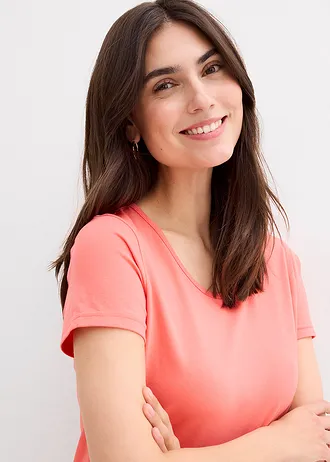 Žerzejové šaty s organickou bavlnou se strečem • světle lososová • bonprix obchod