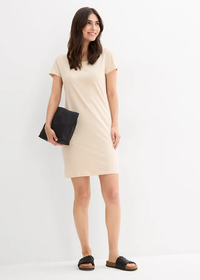 Jersey jurk met biologisch katoen en stretch • lichtsand • product-page.page-title-suffix