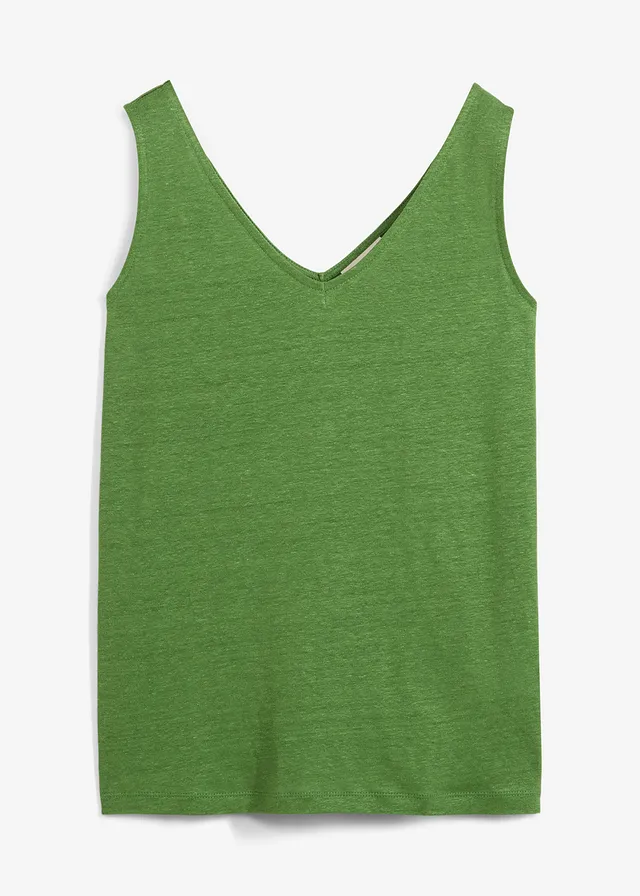 Linnen tanktop, Kleur: bosgroen