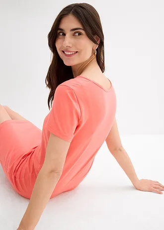 Žerzejové šaty s organickou bavlnou se strečem • světle lososová • bonprix obchod