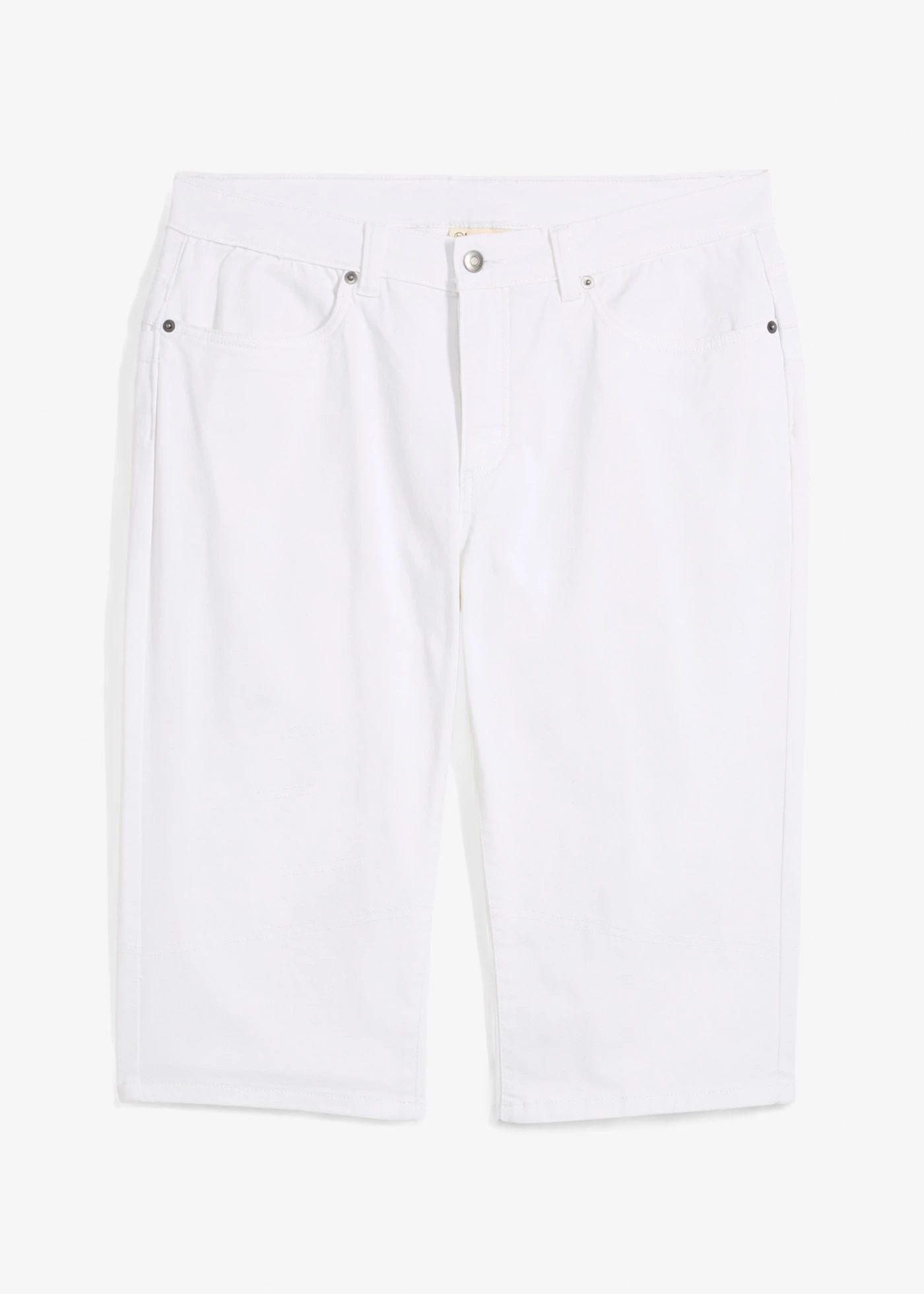 Bermuda long et léger en jean extensible, Regular • blanc twill • Boutique bonprix
