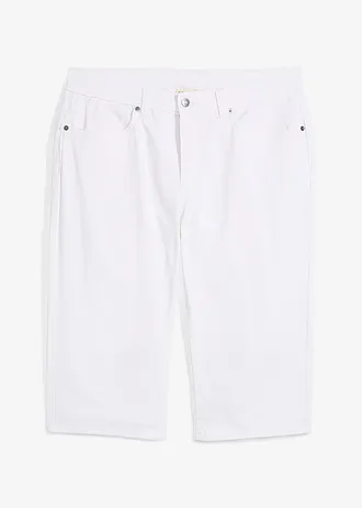 Bermuda long et léger en jean extensible, Regular • blanc twill • Boutique bonprix