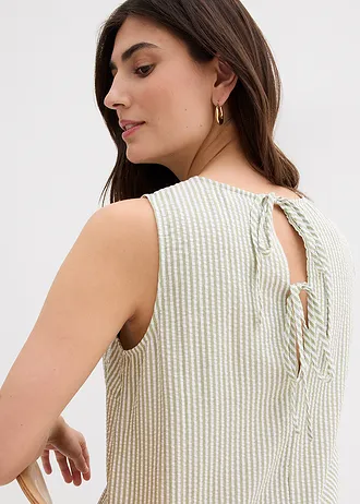 Midi šaty s áčkovou linií • drahokamově zelená s proužky • bonprix obchod