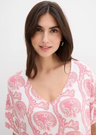 Shirtjurk in een soepele viscose-eleastanmix • wit/flamingopink • bonprix online shop