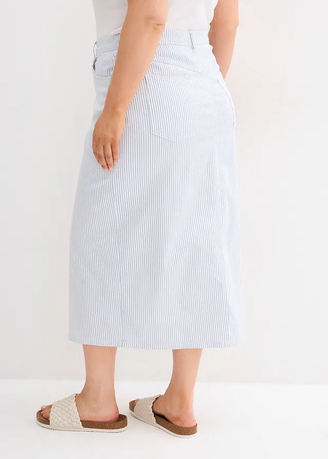 Jupe en jean, Couleur: blanc rayé