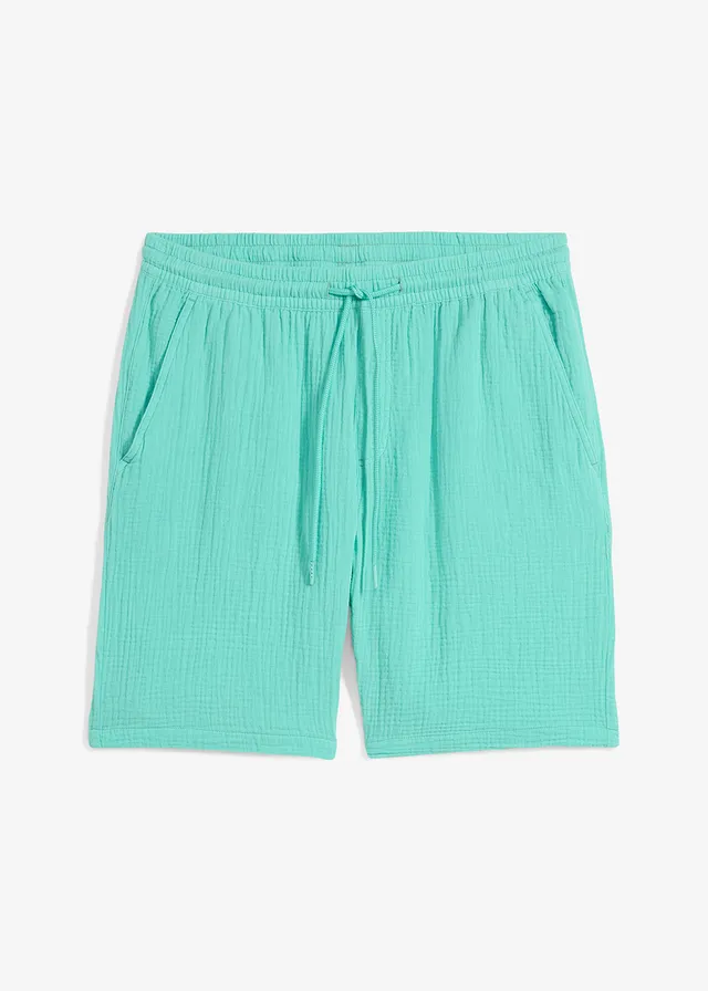Mousseline short van katoen, regular fit • pacifisch groen • bonprix online shop