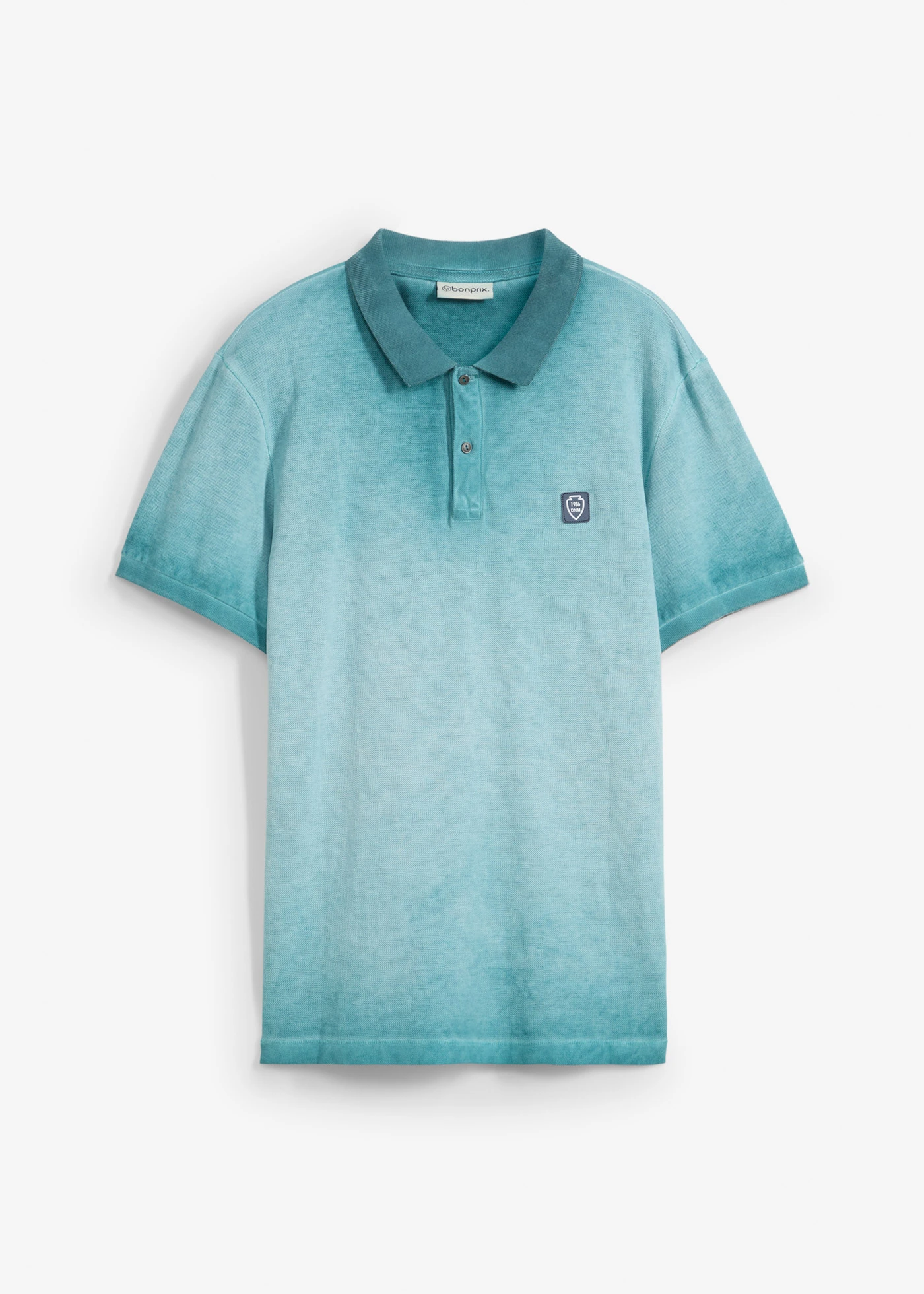 Bluză polo piquè cu aspect prespălat • verde oceanic uzat • magazin bonprix