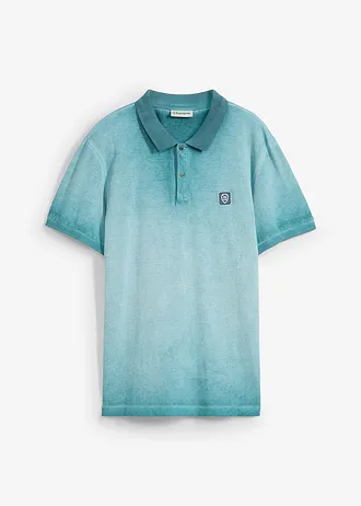 Bluză polo piquè cu aspect prespălat • verde oceanic uzat • magazin bonprix