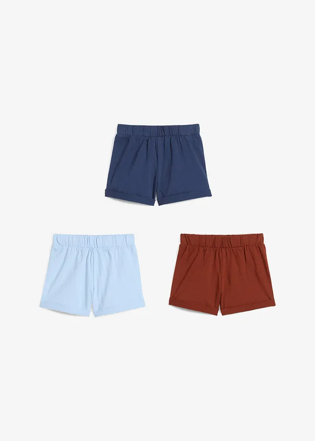 Lot de 3 shorts bébé en jersey 100% coton • bleu clair + marron acajou + bleu profond • product-page.page-title-suffix