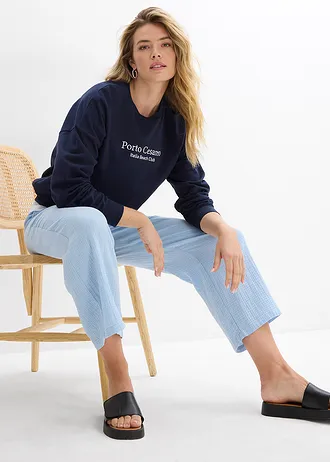 Pantalon large en gaze de coton • bleu clair • Boutique bonprix