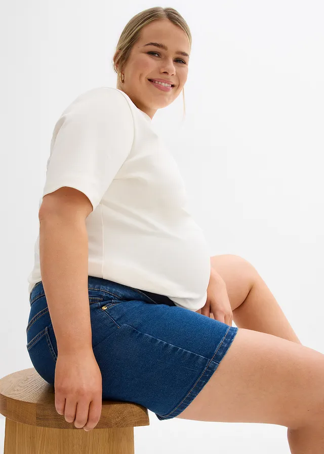 Zwangerschapsshort van stretchkatoen denim • blauw denim plus size • product-page.page-title-suffix