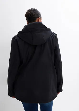Parka de grossesse 6 en 1 avec veste intérieure en polaire amovible et fonction portage, Couleur: noir-écru