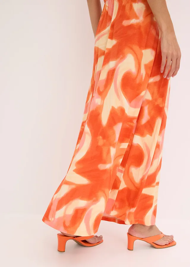 Maxi jurk met batikprint in een zachte viscosemix • oranje gedessineerd • product-page.page-title-suffix