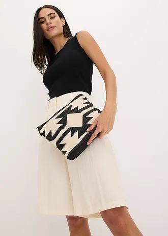 Sac à bandoulière en toile, motif graphique • beige naturel/noir graphique • Boutique bonprix