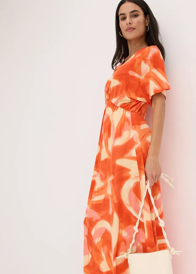 Robe longue à imprimé batik, en viscose douce et extensible • orange imprimé • product-page.page-title-suffix