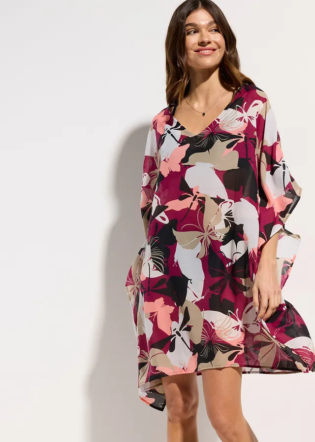 Oversized strandtuniek, Kleur: bessen